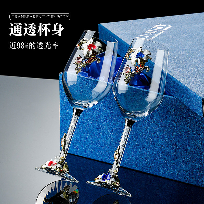 Ly rượu cao cấp tráng men sang trọng phong cách Châu Âu ly rượu vang pha lê ly rượu vang cao cấp sáng tạo Bộ đồ uống làm quà tặng