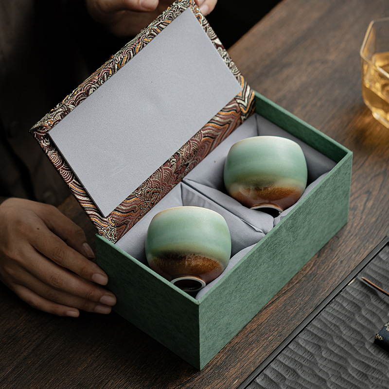 Lò nung Aurora biến màu xanh lá cây hoang dã Long trứng cốc trà gốm sứ cốc cá nhân cốc chủ sở hữu cốc đơn thủ công bộ trà Kung Fu cốc trà