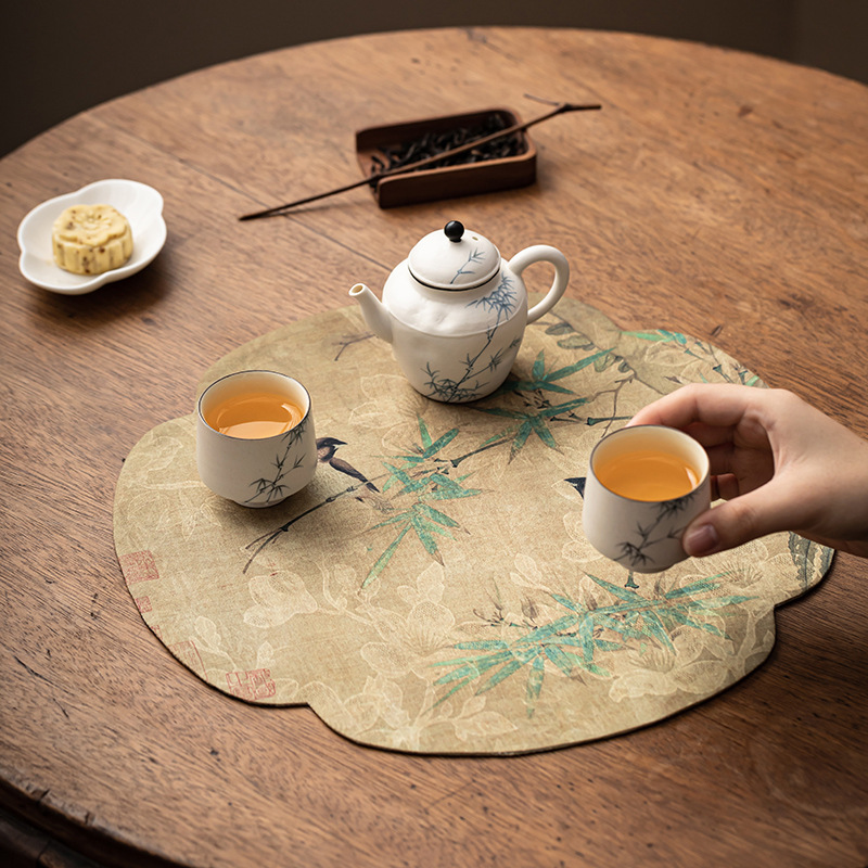 Phong cách Trung Quốc mới Yunsha Yunjin Rèn phong cách Trung Quốc Ghế trà không thấm nước Tấm thấm nước Tấm lót bọt khô Tấm lót cốc Tấm lót khay trà Phụ kiện Bộ trà