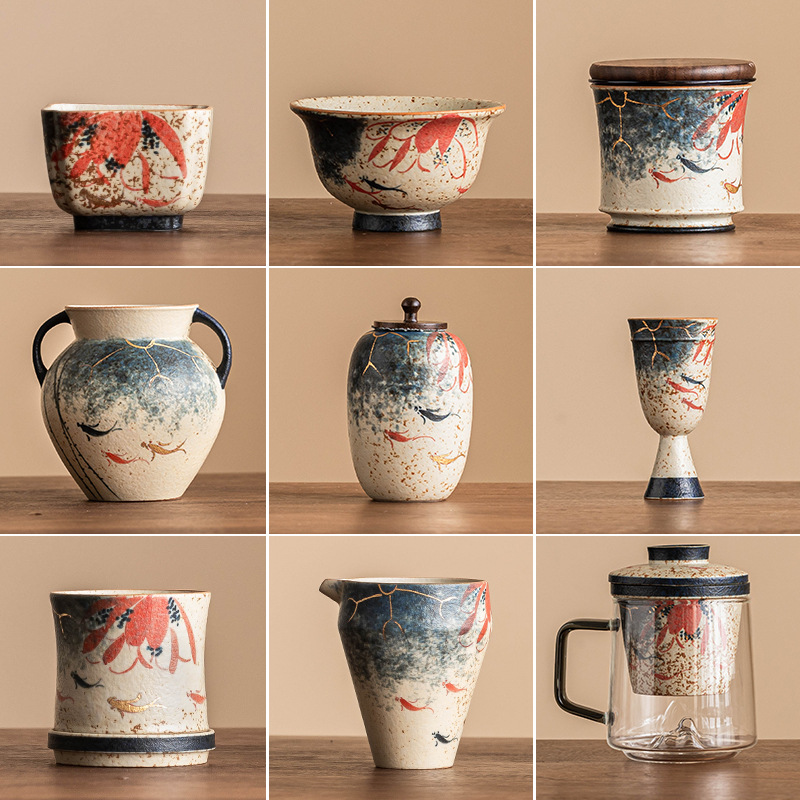 Bộ trà Kung Fu cao cấp một sản phẩm tách trà đen đá lửa trắng xanh cốc công bằng cốc chủ nhân cốc trà hộp đựng trà cốc khách nhanh ống trà