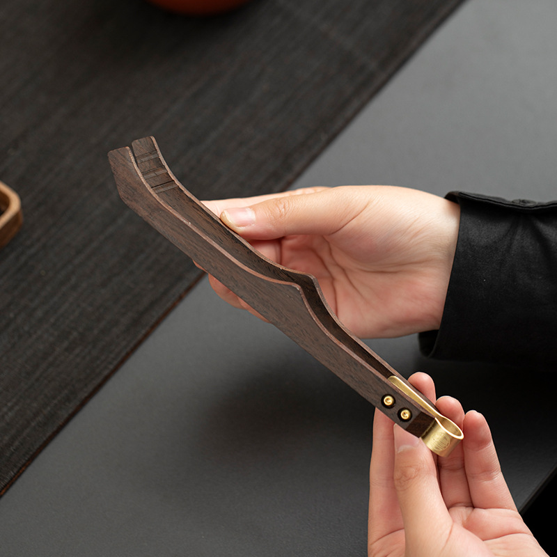 Kẹp trà gỗ đàn hương đen mẫu mới, kẹp trà, tách trà, phụ kiện trà đạo Kung Fu, kẹp gỗ, dụng cụ pha trà