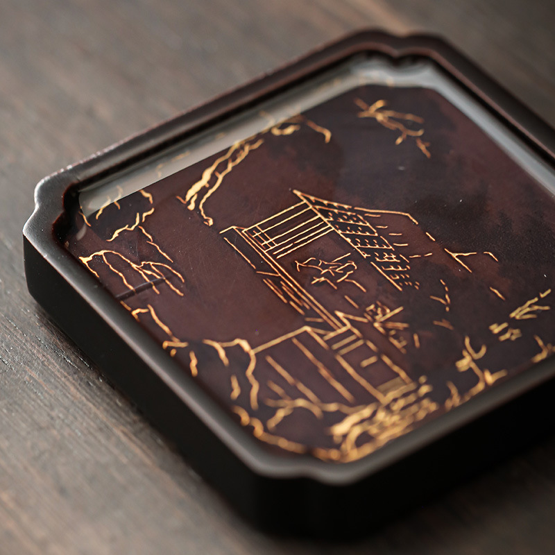 Đế Lót Ly đổi màu phong cách Quốc Triều đế ly trà cổ điển kiểu Trung Quốc đế cách nhiệt đổi màu sáng tạo chịu nhiệt phụ kiện trà đạo Kung Fu