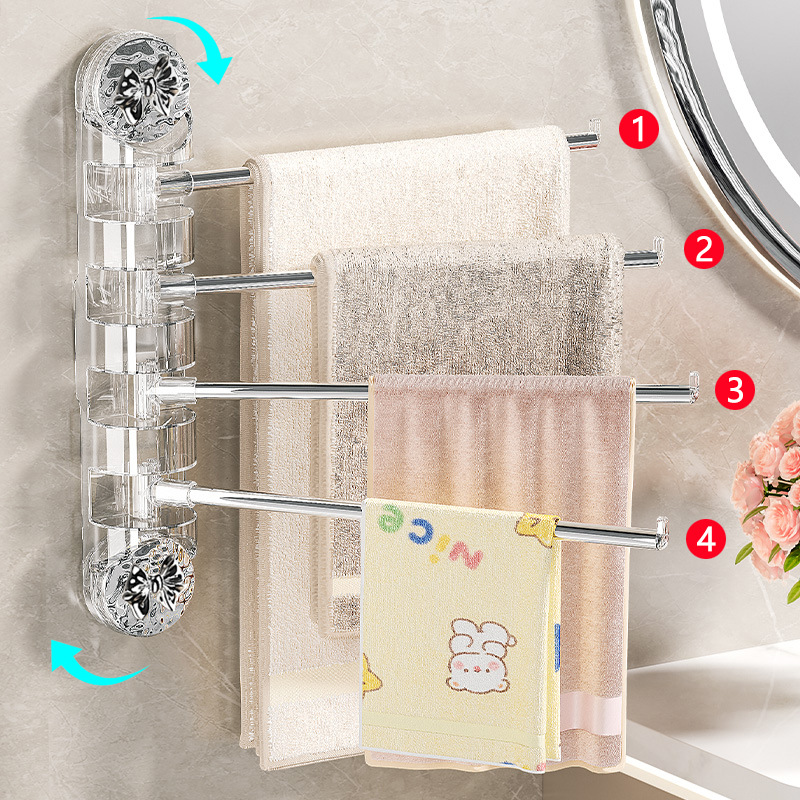 Giá treo khăn cốc hút nhà vệ sinh không cần đục lỗ xoay nhiều thanh giá treo nhà vệ sinh nhà vệ sinh