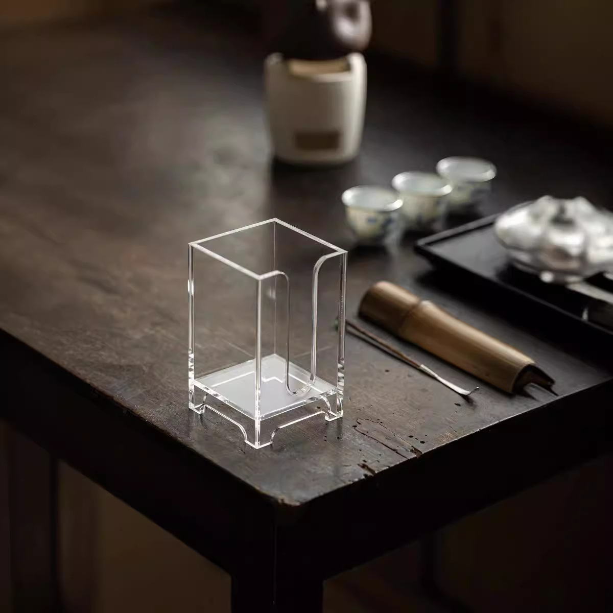 Bán buôn giỏ đựng tách trà Acrylic, lồng đựng trà, phụ kiện trà đạo, ống đựng cốc, Bộ trà trong suốt, ống đựng trong suốt