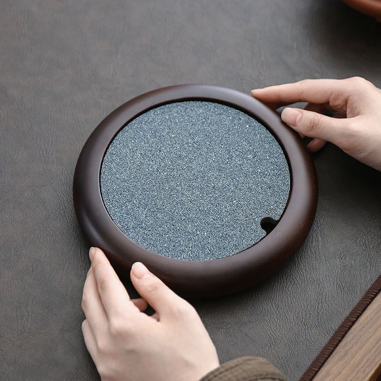 Nồi nuôi quặng nhôm, đế đỡ ấm trà cát tím hình tròn, Bộ trà đạo đĩa nhỏ tạo bọt khô, phụ kiện trà đạo