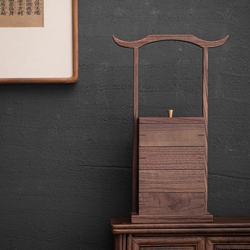 Hộp đựng đồ uống giải khát bằng gỗ óc chó Giỏ đựng trà trái cây kiểu Trung Quốc cổ điển Hộp đựng trà cầm tay Phụ kiện bộ trà Kung Fu