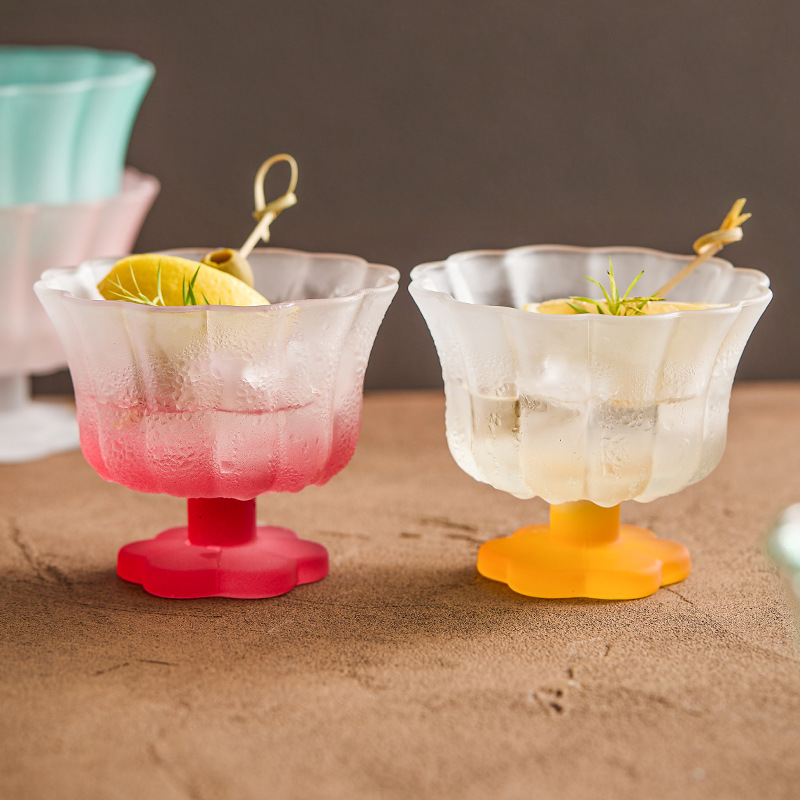 Cốc nước hoa nở nửa cốc trà cốc thủy tinh cốc có giá trị cao cho nữ Cốc uống nước gia dụng cốc nước trái cây cốc sữa chua