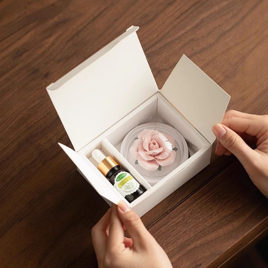 Máy khuếch tán hương hoa hồng sứ màu hồng đồ trang trí bằng tay Máy khuếch tán hương thơm bằng gốm