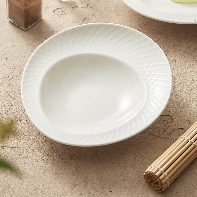 Đĩa gốm, đĩa gia dụng, bộ đồ ăn khách sạn thương mại sáng tạo, đĩa canh đặc, đĩa tây, đĩa salad trái cây