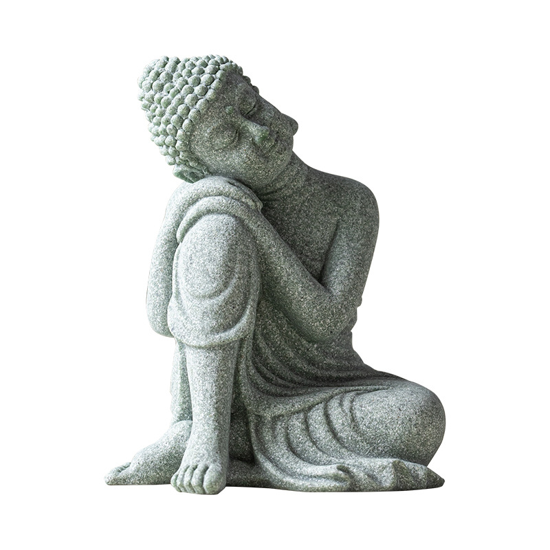 Đá sa thạch xanh năm tượng Phật chiêm nghiệm bàn thiền đồ trang trí nhỏ mới phong cách Trung Quốc tao nhã trà thú cưng chơi trà vi phong cảnh trang trí bằng đá