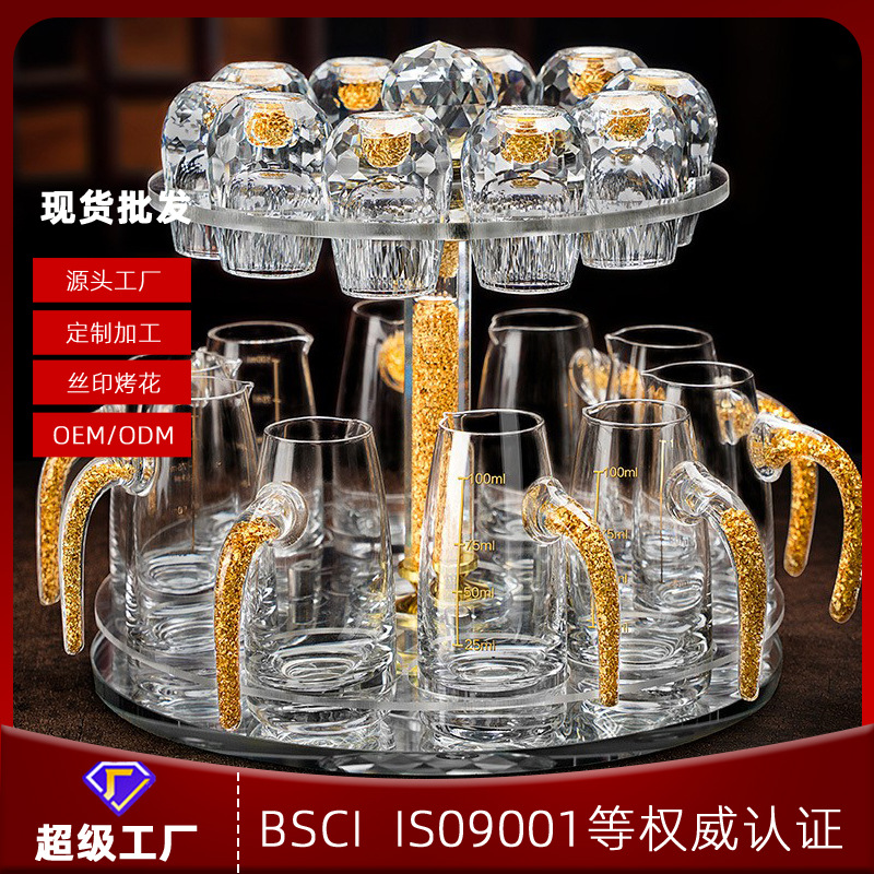 Kính pha lê sang trọng nhẹ, cốc pha lê gia dụng, ly rượu trắng, bộ chia rượu, ly đạn cắn sáng tạo, Ly Rượu Mạnh