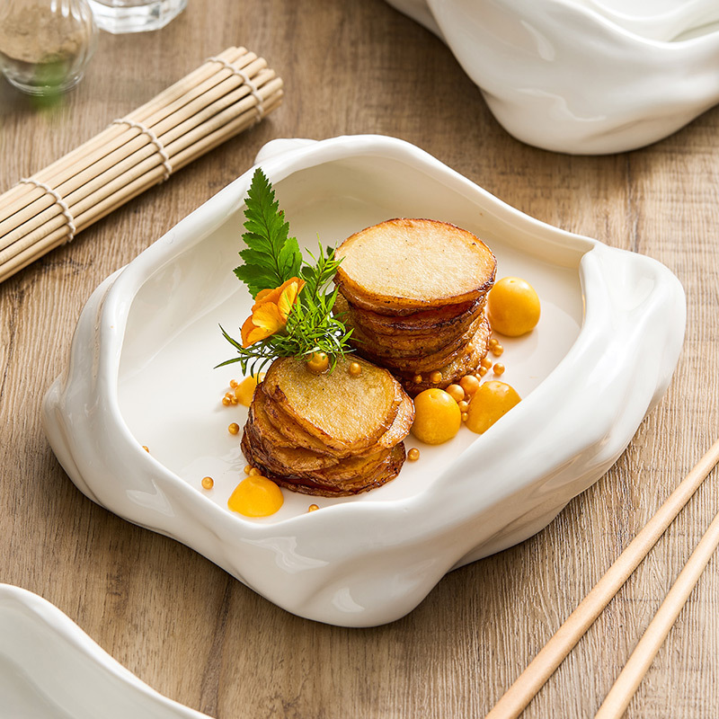 Nghệ thuật mạ không đều nhà hàng khách sạn cao cấp món ăn lạnh đĩa nhà gốm sứ đặc sản đĩa đĩa cao cấp