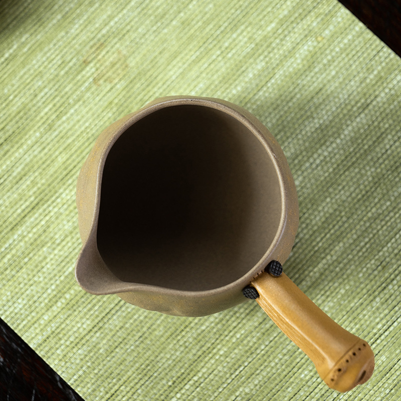 Cốc trà tử sa Nghi Hưng cốc trà tay cầm bằng tre, cốc sữa kiểu Nhật, dụng cụ trà, phụ kiện trà đạo, đồ trang trí cốc công cộng
