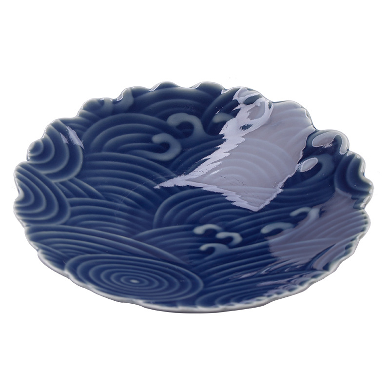 Đĩa nhỏ sóng biển Yunjian Đĩa trái cây gốm sứ kiểu Trung Quốc Đĩa giải khát Bàn cà phê phòng khách Đĩa bánh ngọt Đĩa bánh ngọt Đĩa hạt dưa
