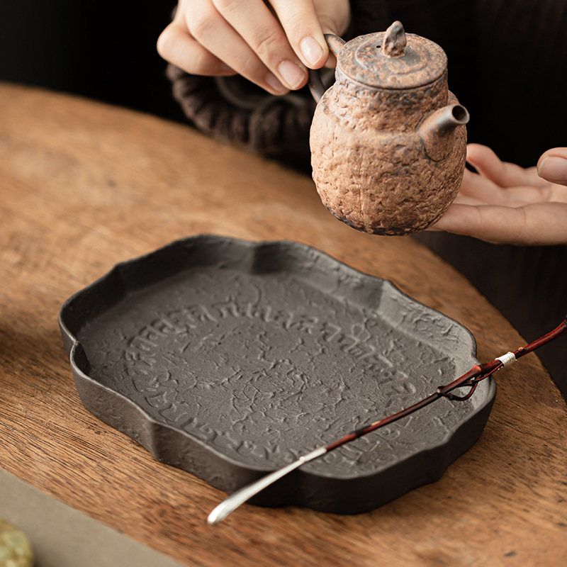 Chậu sen sen bùn đá cũ khay đựng nước gốm thô khay đựng trà kiểu Trung Quốc cổ điển khay trà bàn trà phụ kiện khay trà