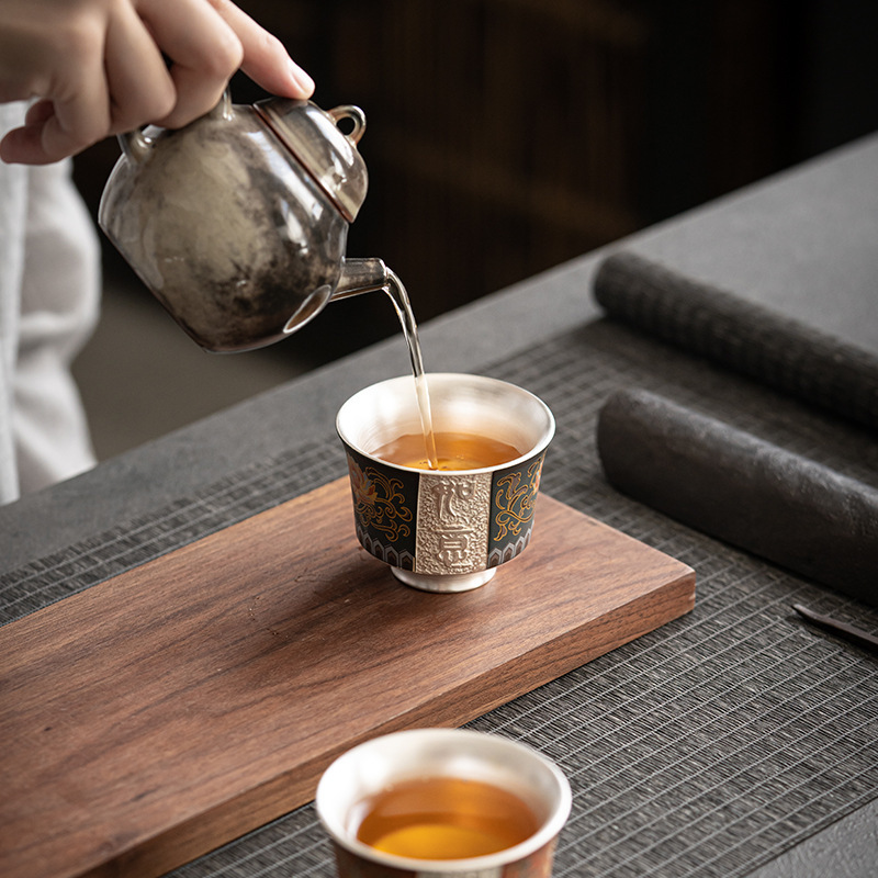 Cốc trà mạ bạc sang trọng nhẹ cốc đơn gốm sứ mạ bạc lớn cốc trà Bộ dụng cụ trà Kung Fu cốc chủ nhân tách trà cốc Baifu