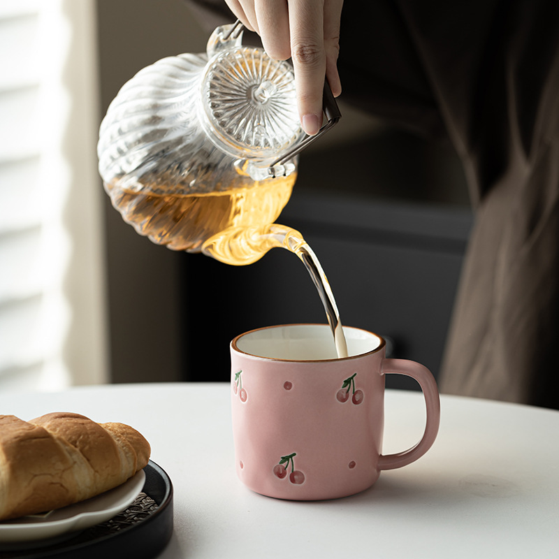 Nhật Bản vẽ tay anh đào cốc gốm sứ gia dụng văn phòng cá nhân cốc nước cốc ăn sáng cốc cà phê cốc pha trà