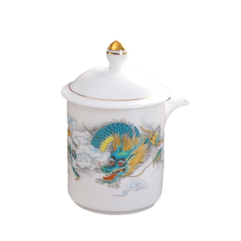 Cốc pha trà tách trà ngọc bích mỡ cừu Dehua cốc pha trà văn phòng lọc dung tích lớn bằng gốm sứ cá nhân có nắp