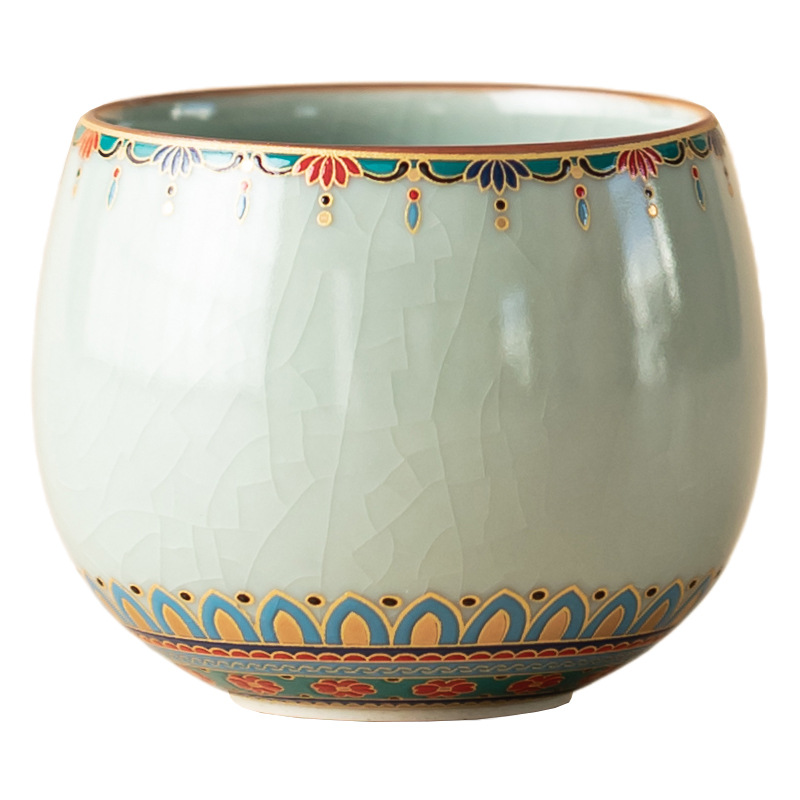 Cốc trứng rồng Ruyao Đôn Hoàng Baoxianghua Cốc trà gốm sứ văn hóa và sáng tạo Guochao Cốc chủ nhân Cốc trà Bộ trà Kung Fu Chén trà