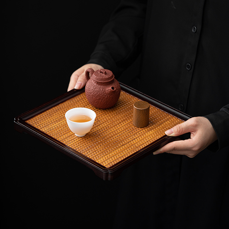 Khay bàn ủ khô bằng tre nặng, mặt chiếu tre, bình đựng trà Chiếu trúc, khay trà cỡ nhỏ gia dụng, khay ăn, khay bánh nguyên liệu Nhật Bản