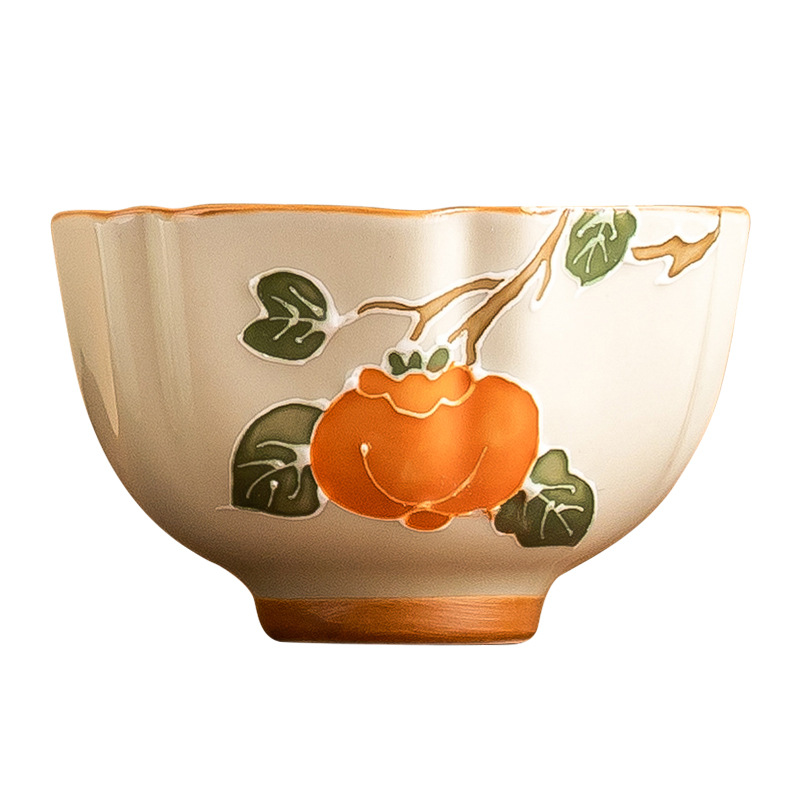 Vẽ tay hồng mơ cốc thu hải đường cốc trà gốm sứ cốc chủ sở hữu bộ trà kung fu gia dụng cốc trà uống trà dung tích lớn