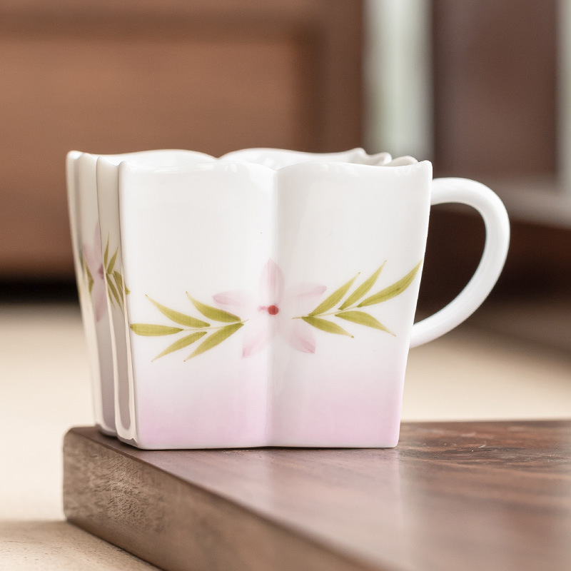 Vẽ tay gradient màu tím cô đặc tách cà phê gốm sứ bộ trà uống nước cốc latte cốc giấc mơ khóa mặt vuông cốc sen