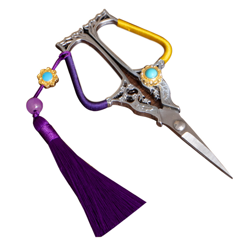 Kéo cắt trà nhỏ đan tay nguyên bản tinh tế kéo nghệ thuật trà phong cách dễ thương kéo phụ kiện trà kéo thêu kim loại cho nữ