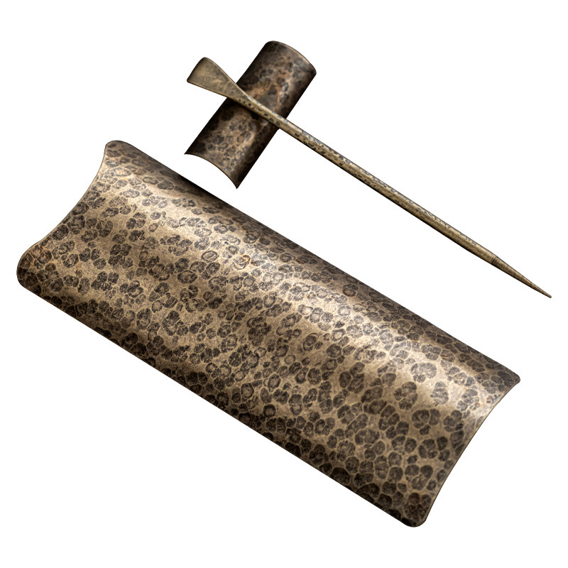 Phong cách Nhật Bản thủ công bằng đồng hình búa đồng cổ trà sen trà xẻng trà kim trà muỗng cà phê trà bộ ba mảnh cổ điển