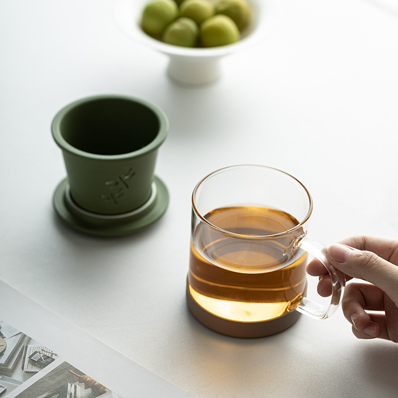 Cốc văn phòng chuồn chuồn thủy tinh cốc văn phòng gia dụng sáng tạo cốc lọc tách trà cốc cá nhân cốc uống nước