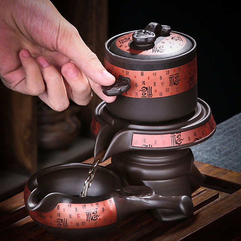 Bộ ấm trà tự động lười dụng cụ pha trà gốm sứ kiểu Trung Quốc phục vụ khách văn phòng cao cấp gia dụng