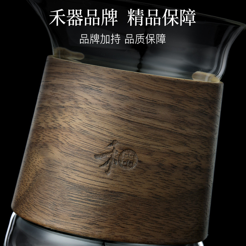 Cốc thủy tinh cao cấp Juyoujia Đài Loan Heqi Bộ tách trà dày chịu nhiệt độ cao Bộ lọc trà biển