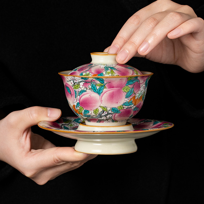 Gốm sứ cao cấp Lò nung Wantao Yayun Sancai Cốc trà Cốc pha trà Không nóng Bộ trà Kung Fu đơn Bán buôn
