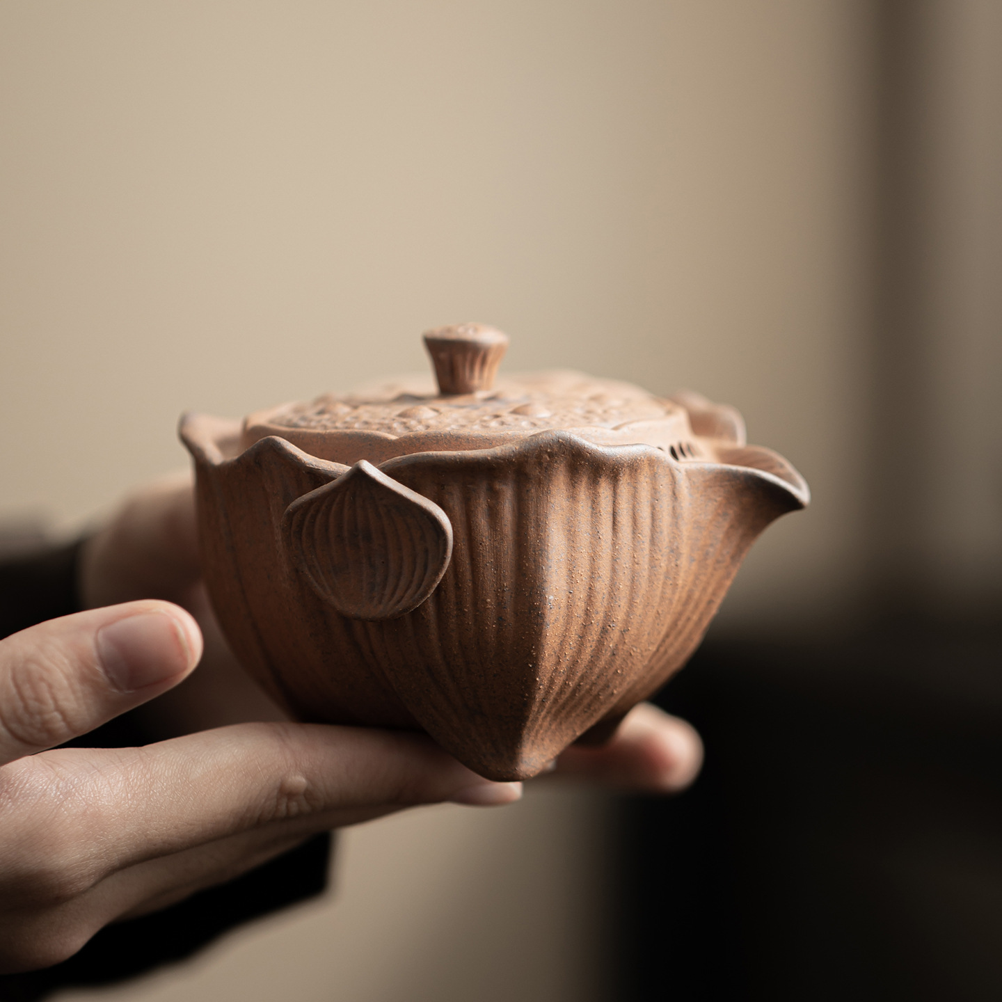 Ấm trà cầm tay hoa sen bùn đá cũ ấm trà lọc tay không nóng gốm sứ cổ điển gia dụng ấm đơn hộp quà bộ trà Kung Fu