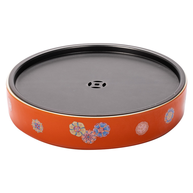 Khay trà gốm xanh ngọc lam, khay đựng nước hai lớp, khay đựng nước, khay đựng trà hình tròn, khay đựng trà, Khay đựng ấm cỡ lớn