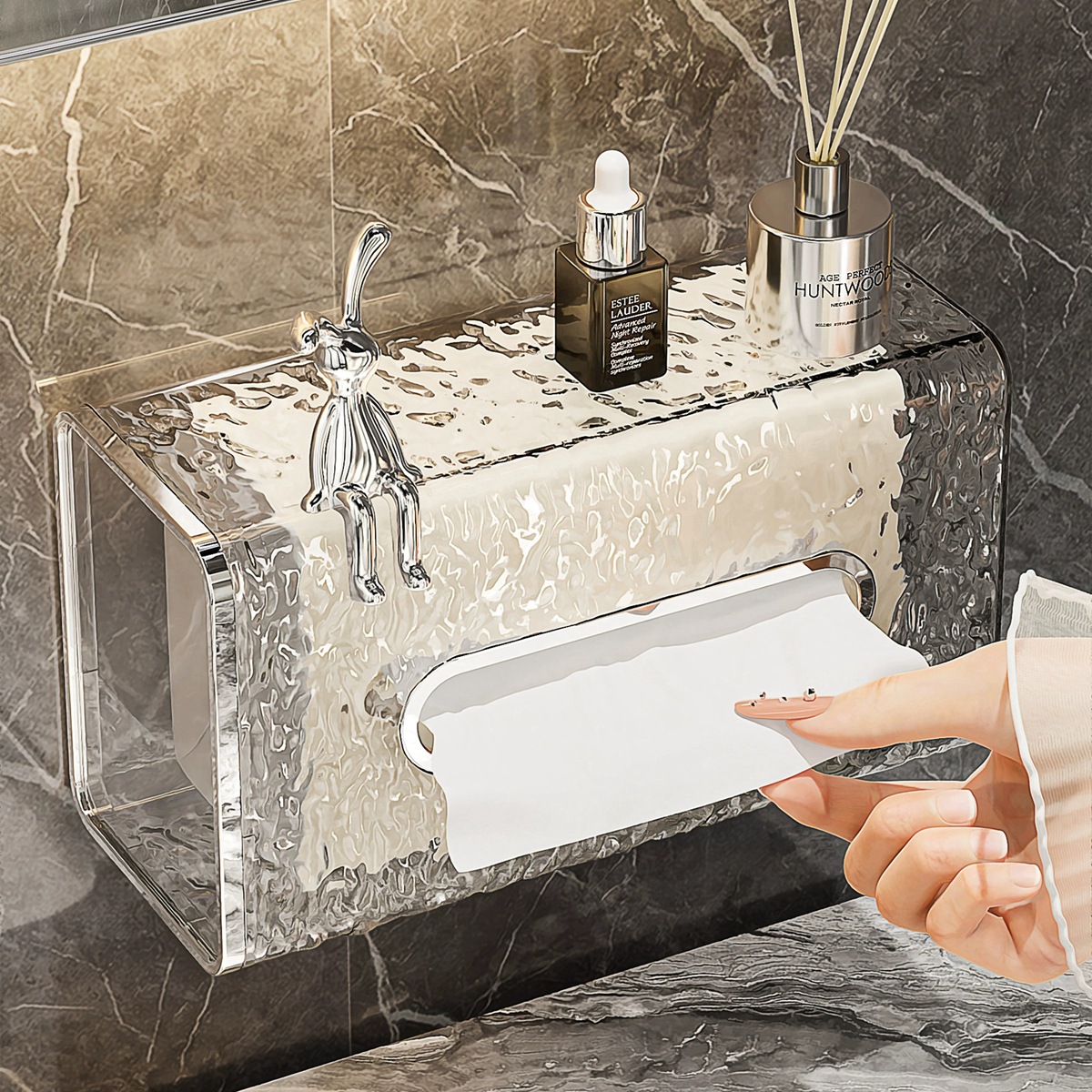 Hộp đựng khăn giấy rửa mặt kiểu Nhật hộp đựng khăn giấy treo tường nhà bếp nhà vệ sinh nhà vệ sinh nhà tắm hộp đựng giấy treo ngược trong suốt