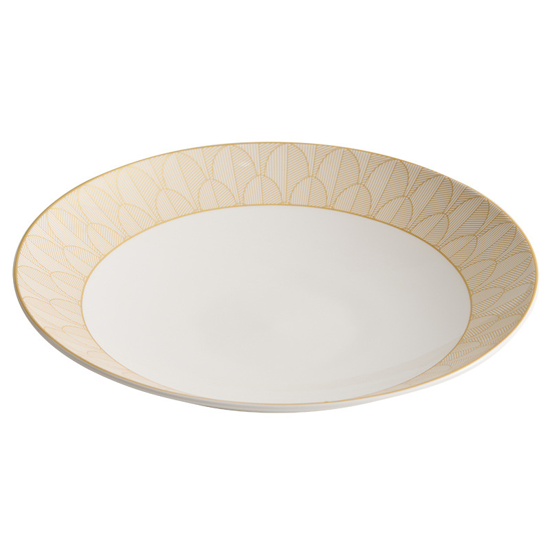 Đĩa ăn cơm vàng vàng lộng lẫy Đĩa gốm sứ Đĩa ăn gia dụng Đĩa ăn tây sang trọng cao cấp Đĩa tròn đĩa salad trái cây