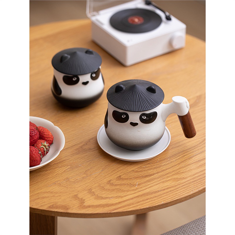 Panda cặp đôi tách trà cà phê tách trà cá nhân sáng tạo tách trà cốc gốm sứ có nắp văn phòng bán buôn