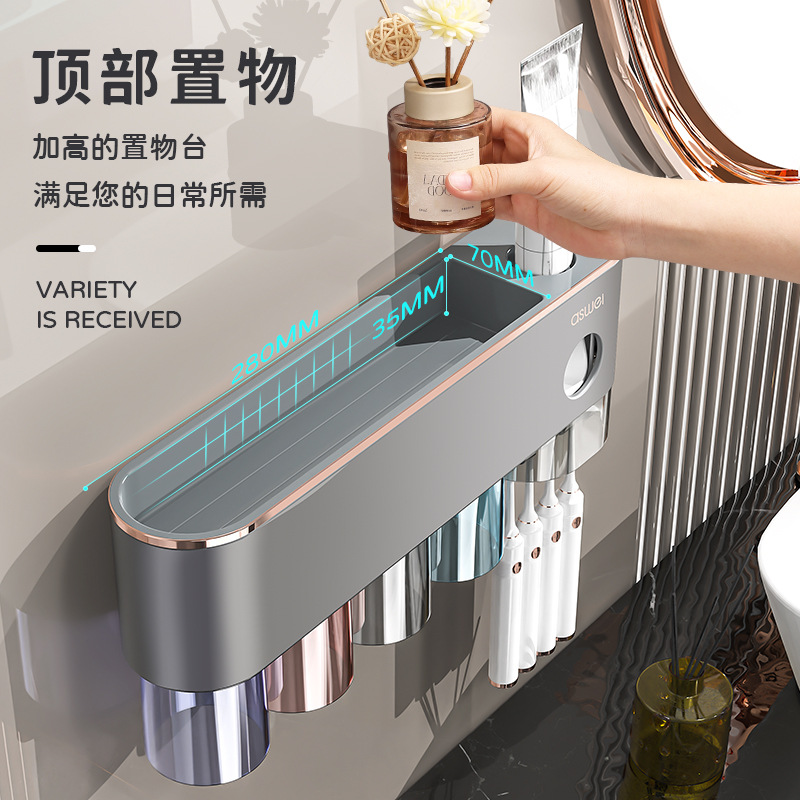 Giá để bàn chải đánh răng, cốc nước súc miệng không đục lỗ, Cốc đánh răng, kệ treo tường phòng tắm, giá treo nhà bằng điện
