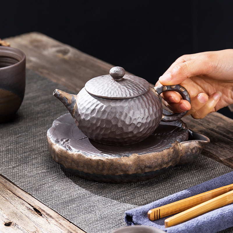 Ấm vuông đơn giản bằng gốm thô, khay đựng nước bằng gốm, khay chứa nước, khay chứa nước, bàn ủ khô, phụ kiện trà đạo bán buôn