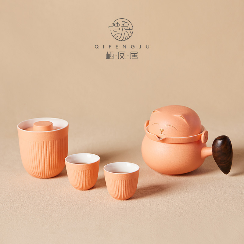 Bộ dụng cụ pha trà ngoài trời du lịch di động gốm sứ Bộ dụng cụ pha trà cá nhân văn phòng