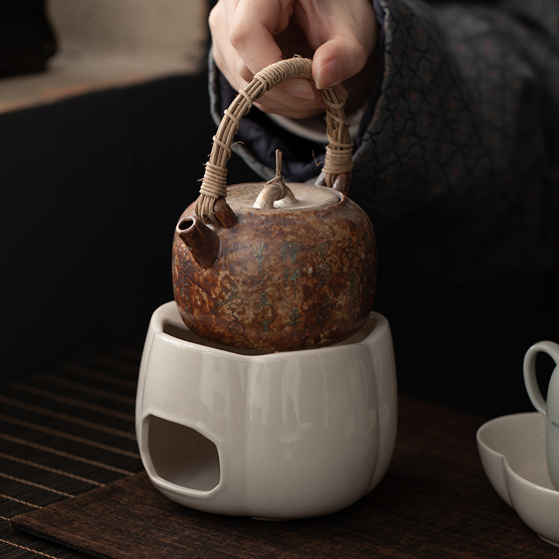 Bếp trà ấm nến xám thực vật Đồ nấu trà giữ nhiệt đế gốm Đồ nấu trà ấm trà hoa trà trái cây gia dụng kiểu Trung Quốc