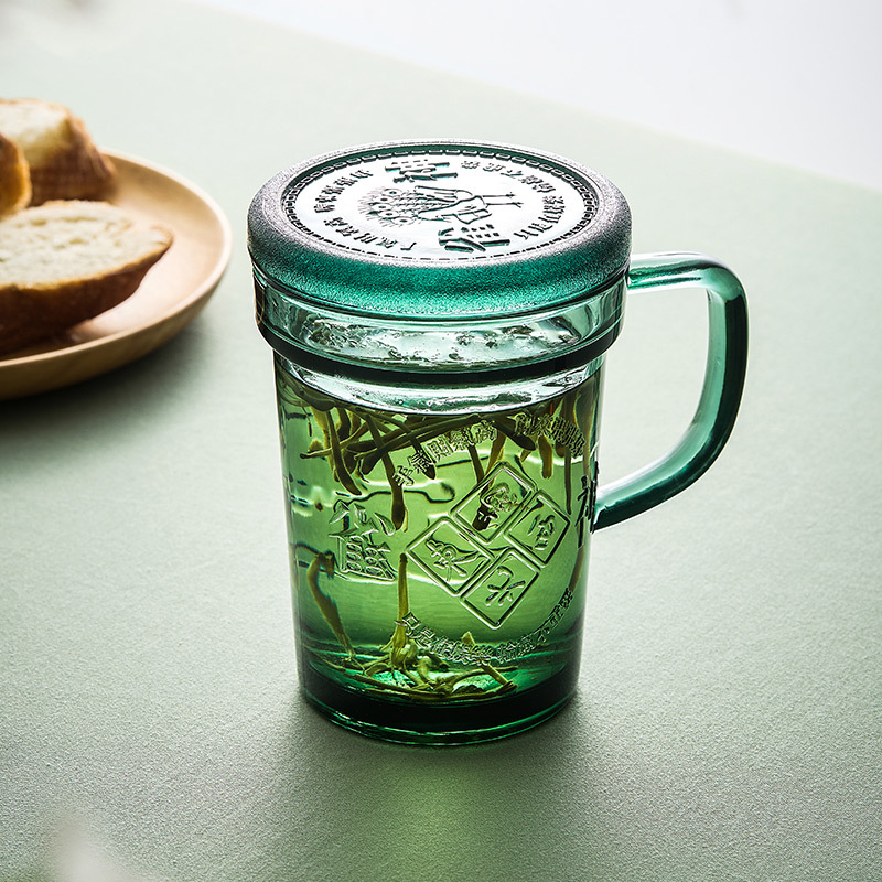 Cốc pha trà văn phòng gia dụng có nắp đậy cốc uống nước sáng tạo nhiệt độ cao quốc gia