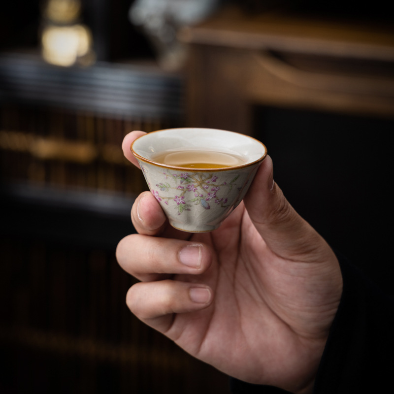 Bộ ấm trà du lịch di động lò Ru màu be cốc khách nhanh một ấm ba cốc ấm trà ngoài trời ấm trà in logo
