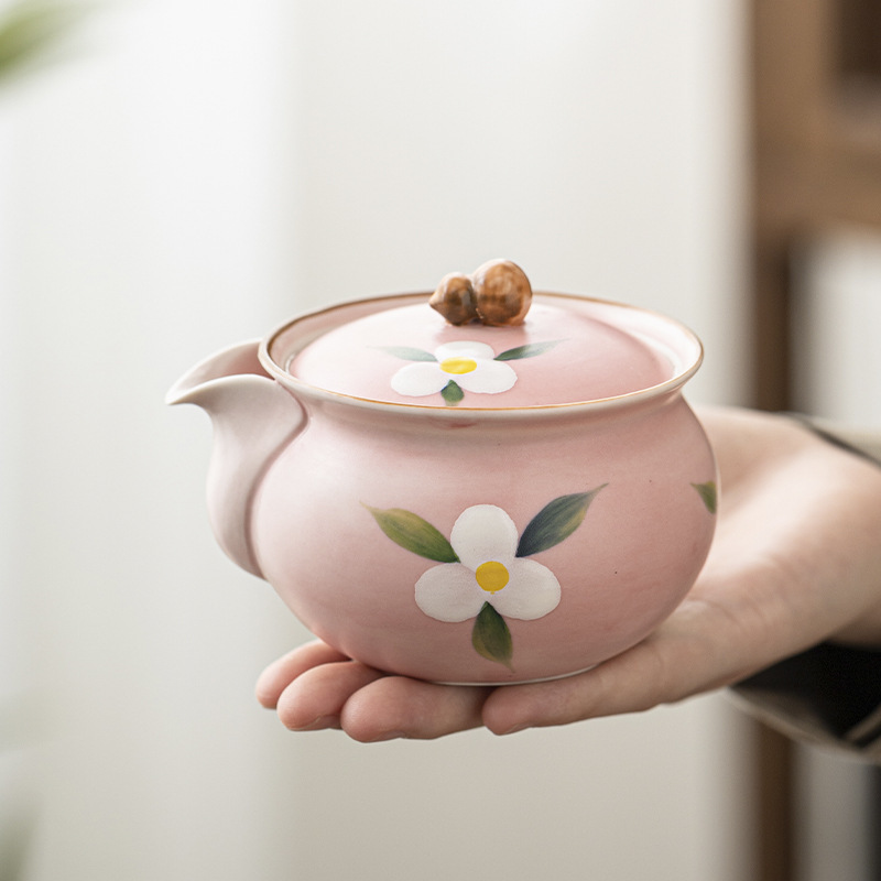 Bình cầm tay bằng gỗ gốm vẽ tay bằng bột Một bình hai cốc có túi thêu