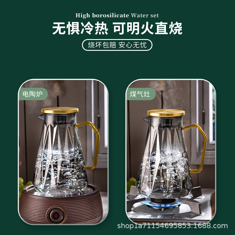 Bộ ấm chén và bình nước phong cách hiện đại cao cấp dùng trong nhà, kèm khay, ấm trà thủy tinh cao cấp và bộ nước, trang trí phòng khách.