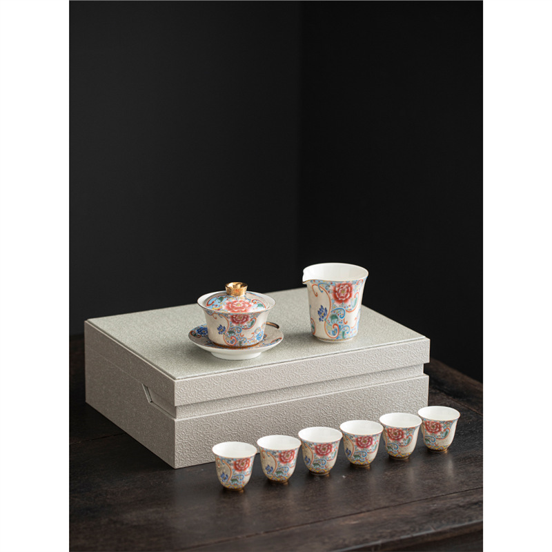 Đồ pha trà cốc trà cốc trà cốc trà tam tài cỡ lớn kiểu Trung Quốc dụng cụ pha trà công phu bát pha trà thủ công