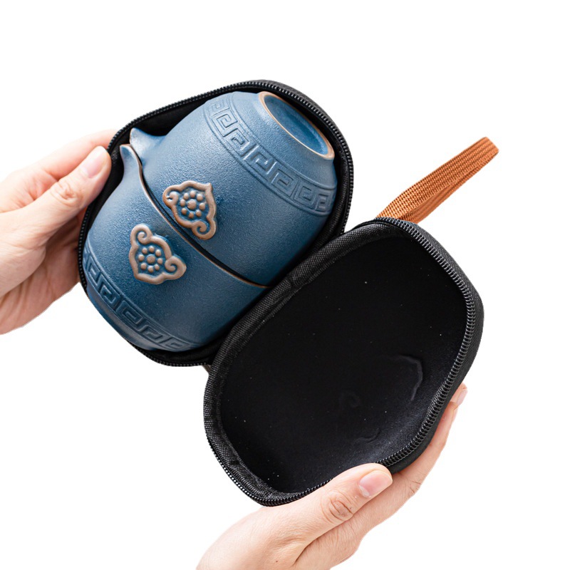 Bộ trà du lịch Kuaike Cup Bộ trà nhỏ một ấm bốn cốc Bộ trà Kungfu pha trà cầm tay đi công tác ngoài trời