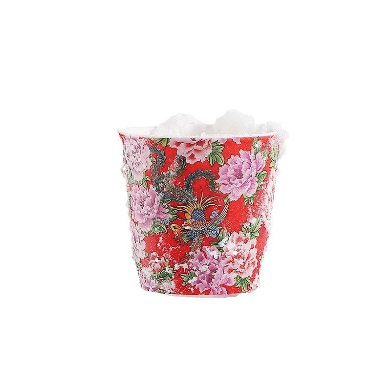 Hoa Phượng Hoàng Đông Bắc Hoa Lớn Sáng tạo Cá tính Bình giữ nhiệt Ấm đun trà Cốc uống trà Cốc trà Bộ trà Kung Fu gốm sứ