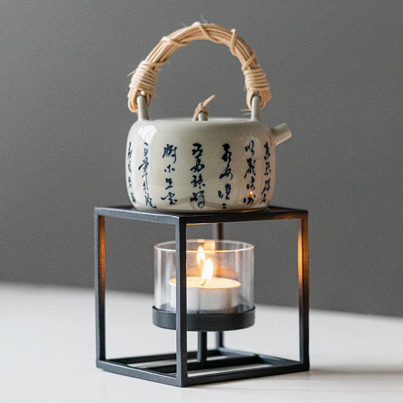 Giá đựng trà ấm bằng sắt Da'antang, giá đựng nến, giá để đèn cồn, bếp trà nhỏ sáng tạo đơn giản kiểu Nhật, đèn nến, ấm đun trà