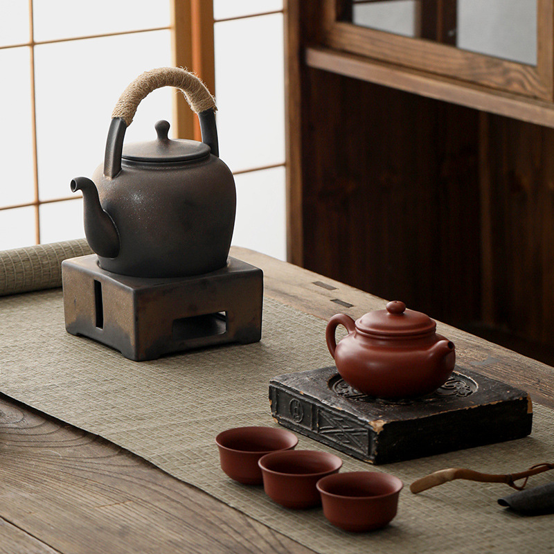 Ấm đun trà bằng đất sét làm thủ công kiểu Nhật, bếp than thiền, nến ấm trà ấm trà, Bộ trà Kung Fu gốm sứ, bộ nhỏ